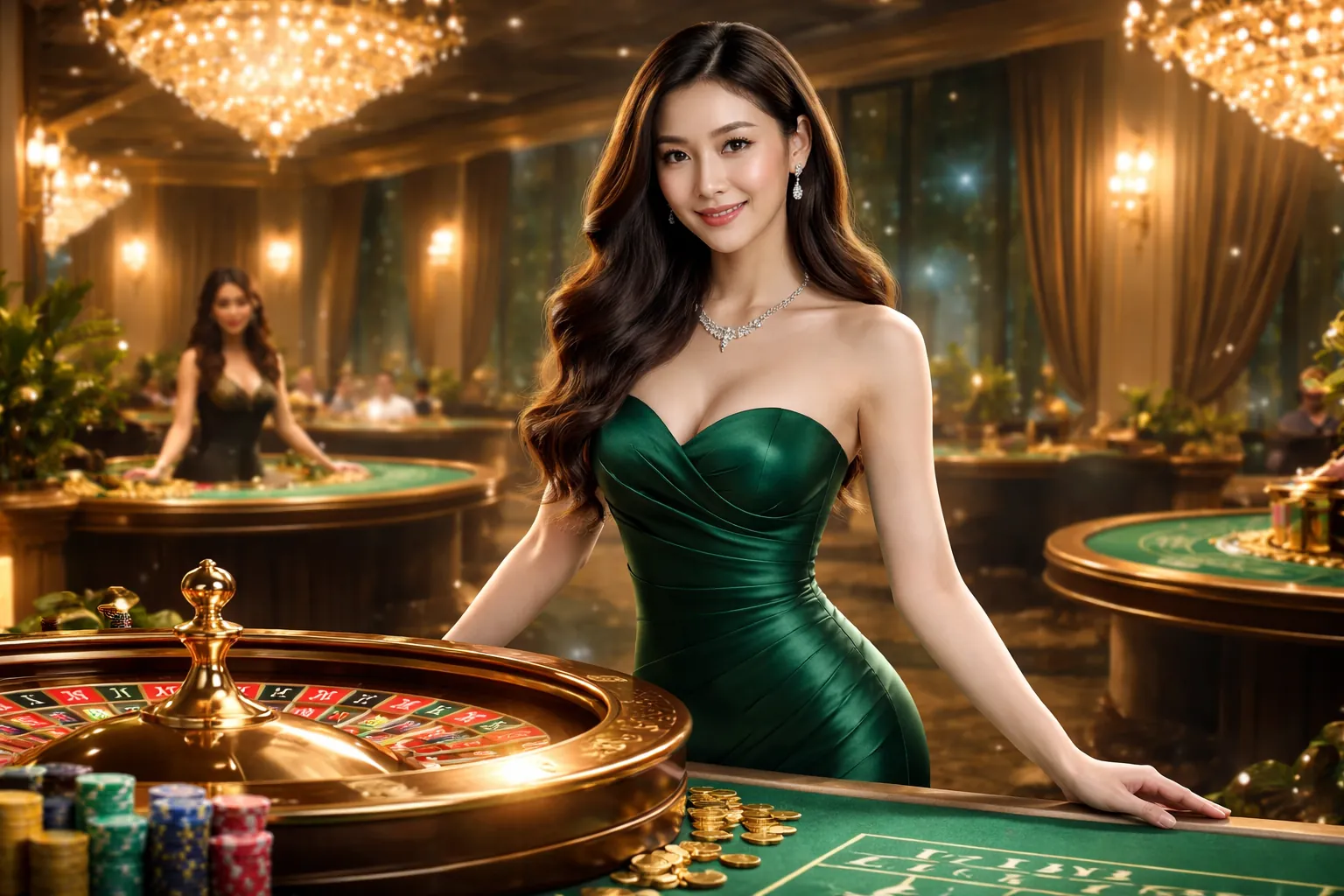Bàn chơi casino trực tuyến 8bet app với dealer và biểu tượng rút tiền an toàn